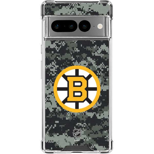 NHL Boston Bruins Camo Google Pixel 7 Pro Clear Case